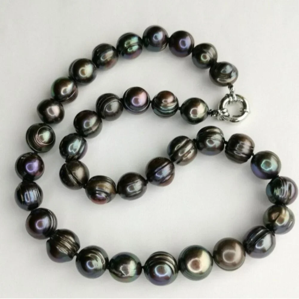 Baroque Tahitian Black Pearl necklace 18 Inches 🆕 - Picture 3 of 8